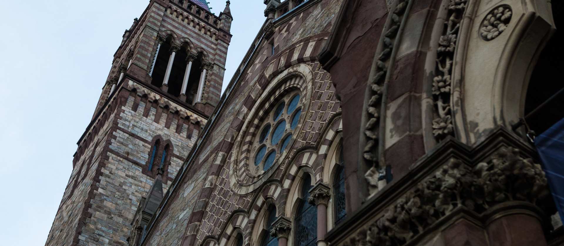Exterior of Old South Church in Boston - gothic, stone architecture with a grand tower